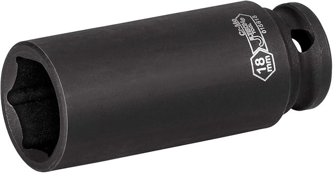 Jetech 3/8-Inch Drive 18mm Deep Impact Socket with 6-Point Design, Heat-Treated Chrome Molybdenum Alloy Steel, Metric