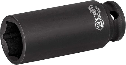 Jetech 3/8-Inch Drive 18mm Deep Impact Socket with 6-Point Design, Heat-Treated Chrome Molybdenum Alloy Steel, Metric