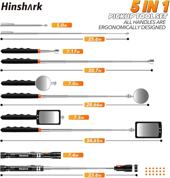 Gifts for Men, Valentines Day Gifts for Him Extendable Telescoping Magnetic Pickup Tools Set, Anniversary Birthday Gift for Men Dad Husband Him, Mens Valentines Gift for Cool Gadgets Tools