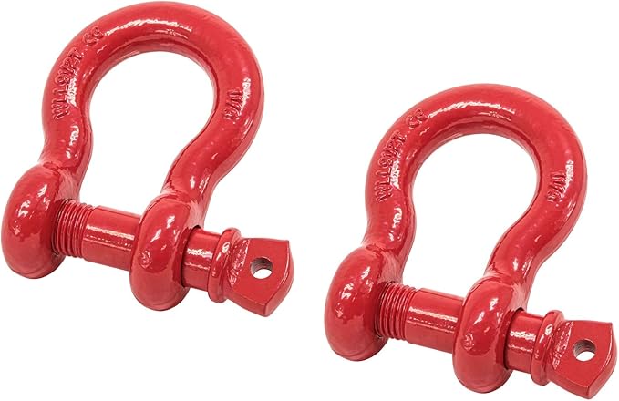 Mytee Products 1-1/8" Anchor Shackle Forged Carbon Steel w/Alloy Screw Pin WLL # 9.50 Tons 19,000 lbs Double Rust Protection Heavy Duty D Ring Shackle for Towing, Rigging & Vehicle Recovery (2 Pack)