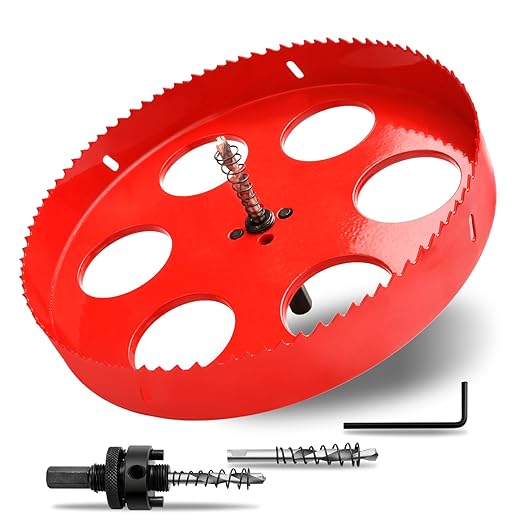 10" 訝?54mm Hole Saws with Heavy Duty Arbor HSS Bi-Metal Hole Cutter Drill Bit for Wood Cornhole Boards Plastic Drywall Metal Fiberboard(Red)