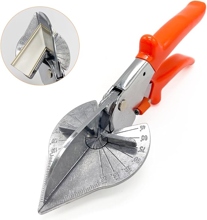 Multi Angle Miter Shear Cutter Hand Tools,45-135 Degree Adjustable Angle Scissors Trim Shears Tools for Vinyl Wood Molding Trim (Orange)