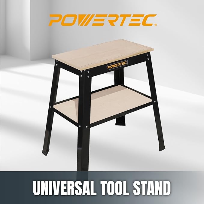 POWERTEC Tool Stand, MDF Split Top Expands to 20"x25", 32" Work Height Power Tool Stand for Drill Press, Belt Sander, Bench Grinder, Band Saw, Scroll saw, and Planer (UT1002)