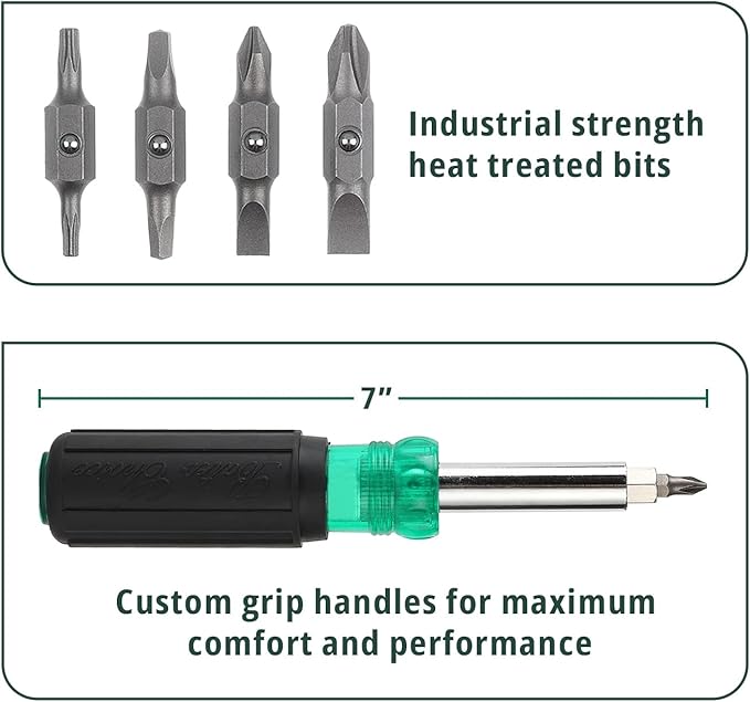Bates 11-in-1 Multi-Bit Screwdriver/Nut Driver, All in One Multitool