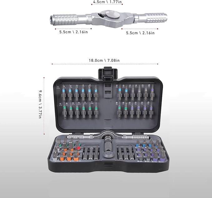 66 in 1 Magnetic Screwdriver Set, S2 Steel Ratchet Screwdriver Kit with Flexible Shaft, 40N쨌m Torque, 80% Effort Saving, for Furniture Assembly, Electronics, Bicycle Repair