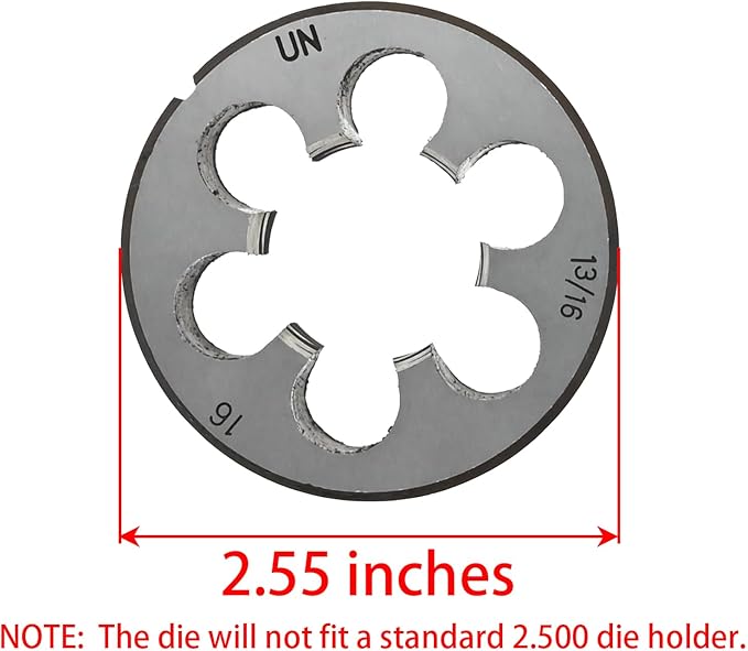 Lzcdelyxiao 1 3/16"- 16 Right Hand Die 1-3/16-16 TPI Nominal Diameter 1 3/16" Thread Per Inch 16 Fin Thread UNF Tolerance Grade 2B Right Hand Thread High Speed Steel HSS