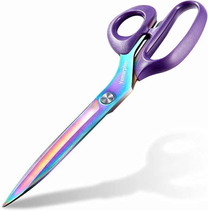 Stainless Steel Fabric Scissors, 10.5 Inch - Ultra-Sharp, Professional Titanium Coated Tailor Scissors for Clothing and Home
