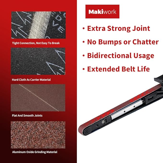 1/2 x 18 Inch 13 x 457 mm Sanding Belts Set - 60-Pack with 40/60/80/120/150/240 Grits, Aluminum Oxide Abrasive Belts for Woodworking