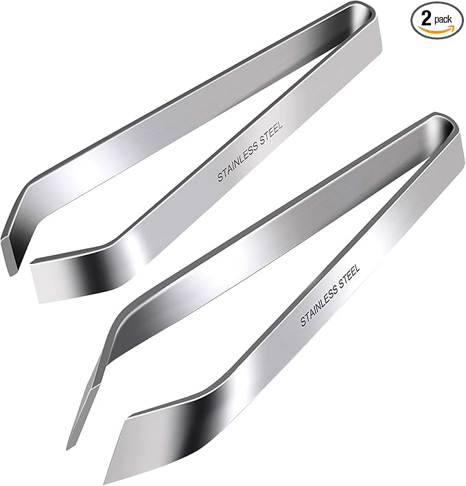 Fish Bone Tweezers, Professional Stainless Steel Flat and Slant Pliers Set for Kitchen Salmon Trout, 2 Pcs