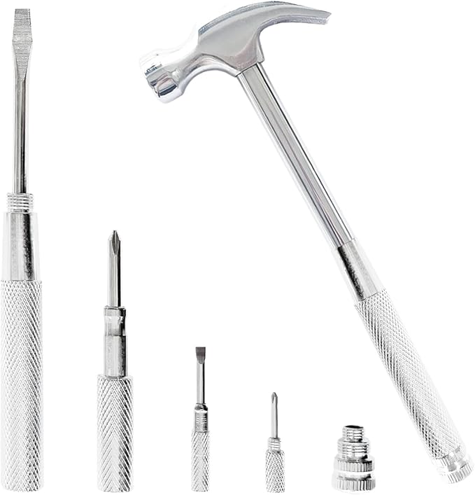 Sliver 6-in-1 Multitool: Mini Hammer & Screwdriver Set for Camping & DIY Projects