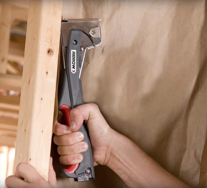 Arrow HTX50 Professional Heavy Duty Hammer Tacker, Manual Stapler for Construction and Insulation, Ergonomic Grip Handle, Dual-Capacity Rear-Load Magazine, Fits 5/16?? 3/8", or 1/2" Staples , Grey