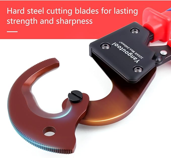 Yangoutool Ratchet Cable Cutter Heavy Duty for Copper and Aluminum Cables, 240mm짼 Capacity, Sharp Polished Edges, Ideal for Cutting Large Armored Electrical Wires, Perfect for Electricians