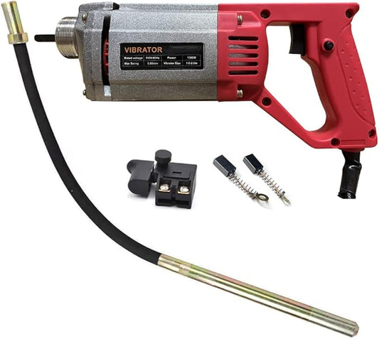 1300W Handheld Electric Concrete Vibrator Vibrating Power Tool, Air Bubble Remover, 6.6 feet Flex Hose Immersion Shaft, Aluminum Casing
