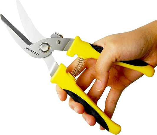 Tin Snips 8 Inch Heavy Duty Scissors Metal shears with Stainless Steel Curve-Blade Comfort Grips, Multifunction Cutting of Branches, Thin Iron, Cardboads