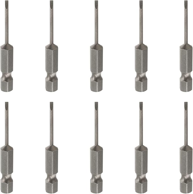 10 Pcs SL2 Magnetic Slotted Screwdriver Bits S2 Steel Flat Head Screwdriver Bits with 1/4 Inch Hex Shank, 2 Inch Length