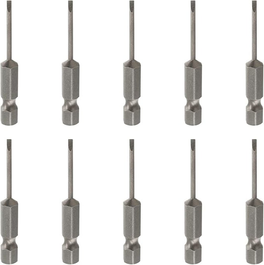 10 Pcs SL2 Magnetic Slotted Screwdriver Bits S2 Steel Flat Head Screwdriver Bits with 1/4 Inch Hex Shank, 2 Inch Length