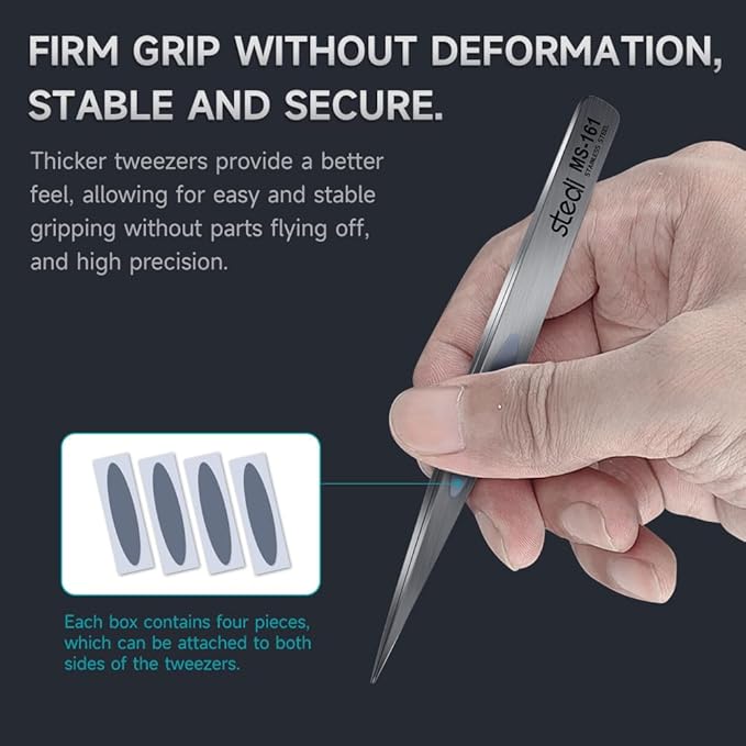 stedi 2PCS Precision Thickened Tweezers Set, Model Hobby Making Tools,Ultra-Precision Premium Stainless Steel Tweezers for Gundam, Scale Military Model, 3D Resin Parts, Industrial Tweezers