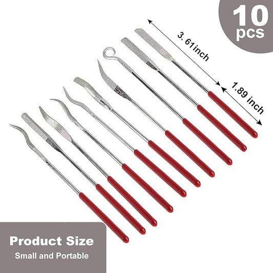 10pcs Mini Heteromorphic Diamond Needle Files,Packed in Synthetic Leather Case,for high Precision Sanding Work on Wood,Plastic,Metal and Jewelry Carving