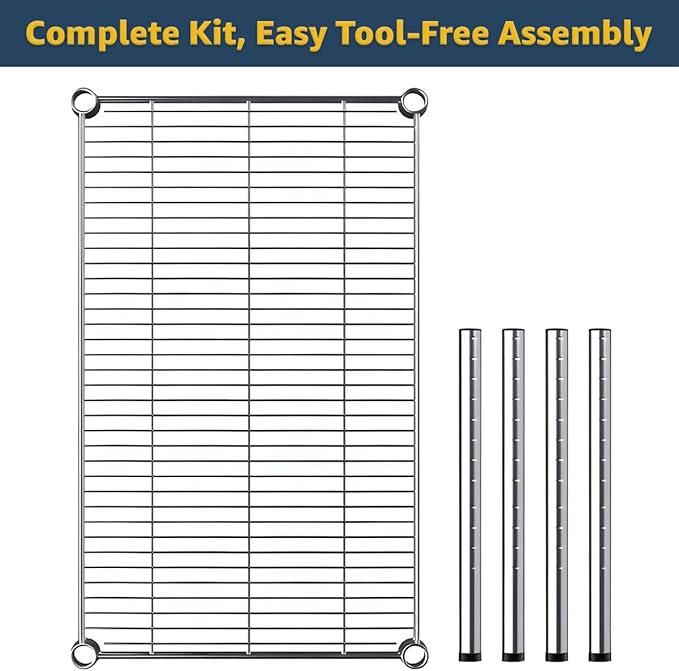21" x 48" x 14" Chrome Wire Storage Shelf, Dunnage Rack, Commercial 1 Tier Small Shelf