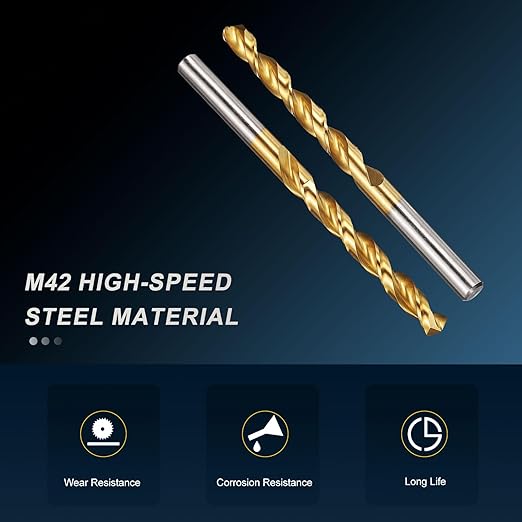 PATIKIL 8mm Drill Bit, M42 8% Cobalt High-Speed Steel Jobber Straight Shank 135° Titanium Nitride (TiN) Coated for Hard Metal Stainless Steel - 2 Pack
