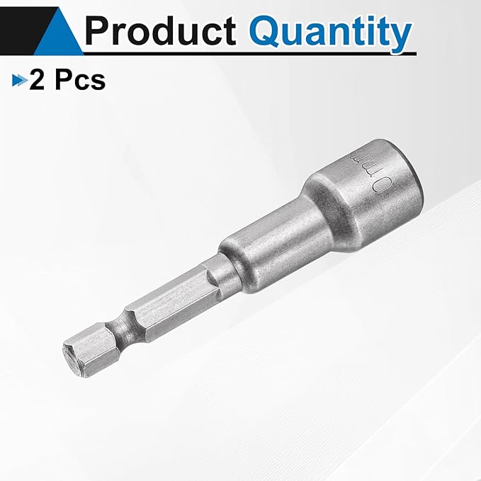 HARFINGTON 2pcs Nut Driver Drill Bit 10mm Metric Socket 1/4" Hex Shank 2.56" (65mm) Long Magnetic 6-Point Sockets Quick Change CR-V Steel Bolt Setters for Power Drill Drivers