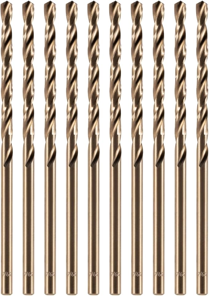 amoolo 7/64" Cobalt Drill Bit(10 Pcs), M35 HSS Metal Drill Bit Set for Hard Metal, Stainless Steel, Cast Iron