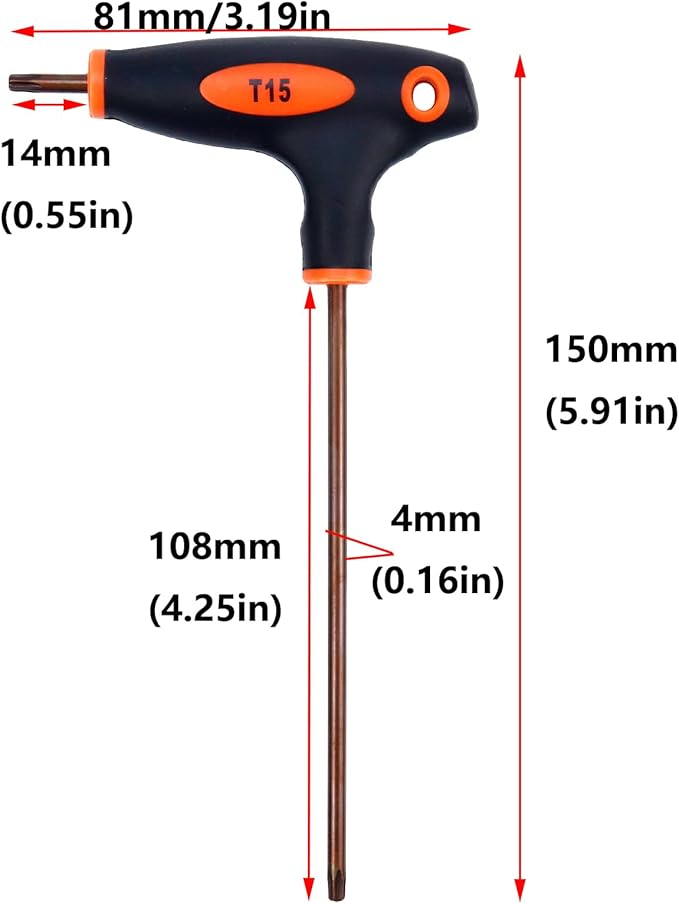 Antrader T15 Torx Screwdriver,Anti Tamper Proof Torx Key,S2 Steel T-Handle Dual End Wrench-1Pcs