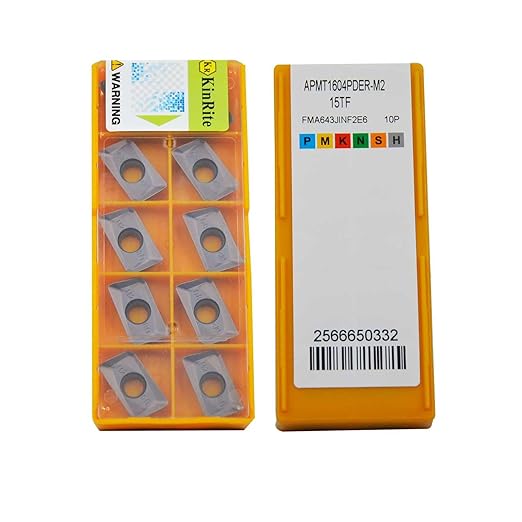 KinRite 20pcs Indexable Carbide Inserts Face Milling Inserts APMT1604PDER-M2 Replacement Inserts for End Mill Tool Holders Boring Bar Inserts Finish Cut Stainless Steel (APMT1604PDER Inserts)