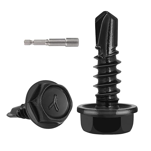 217pcs #8 x 5/8" Self Drilling Screws for Metal,410 Stainless Steel Black Zinc Plated,Self Tapping Sheet Metal Screws,Hex Washer Head