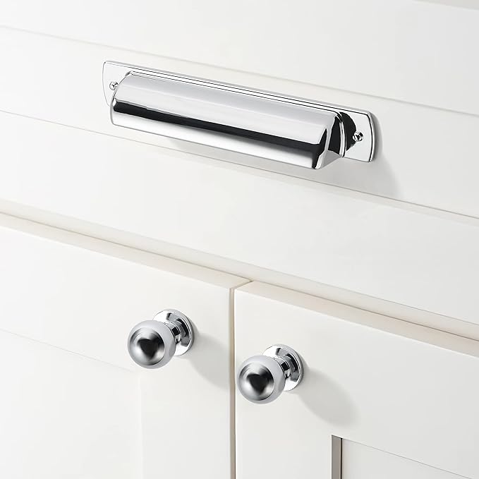 khtumeware Polished Chrome Cabinet Pulls - Center to Center 5" (Approx. 128MM) - Pack of 6 - Kitchen Handles for Cabinets Cupboard Handles Drawer Pulls.