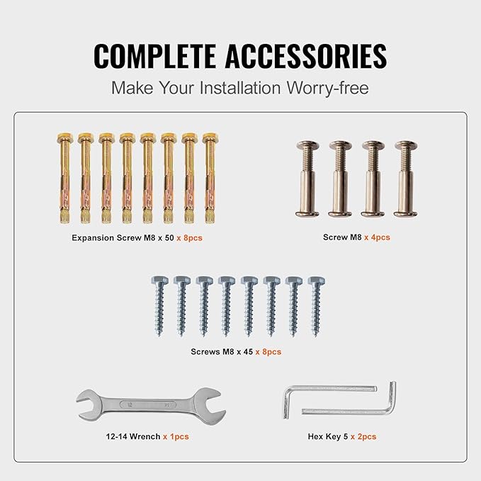 VEVOR Handrail for Outdoor Steps, 3-4 Steps White Arch#1, Adjustable Metal Staircase Railing, Thickened Stair Railings for Porch, Deck