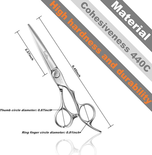 High-end Professional Extremely Very Sharp Barber Hair Cutting Scissors Hairdresser Shears For Hair 6 Inch Haircut Scissor Made Of Dynamic Steel Alloy For Hairdressing Salon and Home Use