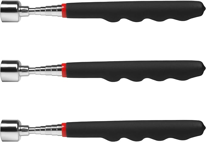 Extendable magnet pickup tool Telescopic Magnet Extendable 31" on Stick,magnet wand stick,magnetic sweepers tool,for Hard-to-Reach Mechanic Automotive clearance tools(3pcs)
