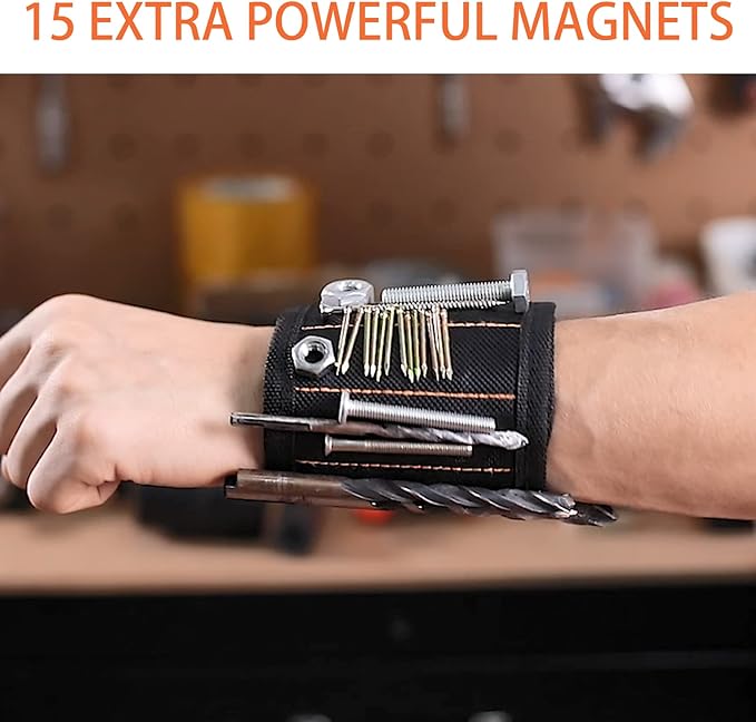 HIEEY 2 Pieces Magnetic Wristband for Holding Screws, Gifts for Men, Tool Belt Magnetic Wristband for Holding Screws, Cool Gadgets Christmas Gifts for Him Men Women Husband (Gift Box)