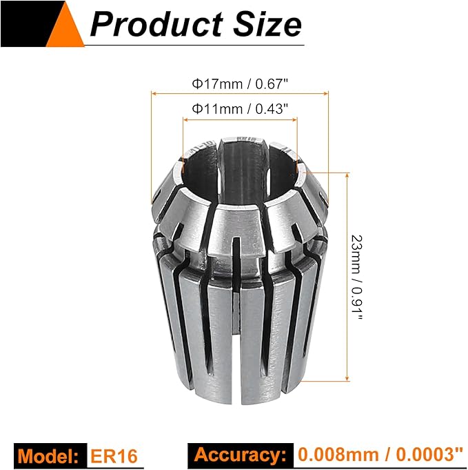 HARFINGTON Spring Collet Chuck ER16 11mm 65Mn Spring Steel Precision Router Collets for CNC Engraving Milling Lathe Tool
