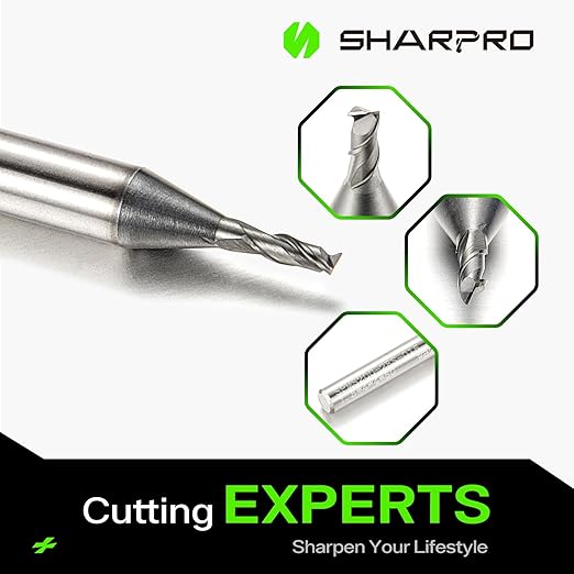 1.5MM End Mills 4MM Shank, 2 Flute Carbide Square Endmill with AlCrN Coated, Upcut Spiral CNC Router Bits for Alloy Steel, Metal and Stainless Steel（5PCS）