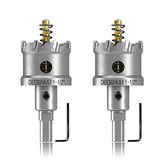 2-Pack 1-1/2" TCT Hole Saws for Hard Metal, Heavy Duty 38mm Tungsten Carbide Tipped Hole Cutters Set with Spring-Loaded Pilot Drill Bits for Stainless Steel, Metal, Iron, and Plastic