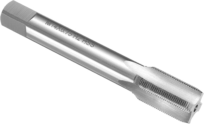 uxcell Hand Plug Tap M14 x 0.75 H2 Metric Thread Plug Style Taps Straight Flute Screw Tapping Threading Tool High Speed Steel HSS6542