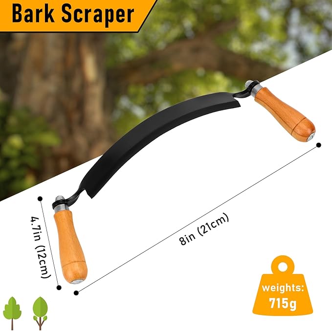 Draw Knife ??Draw Knife Woodworking Tool for Hardwood/Softwood,Duty Curved & Straight Blade Bark Peeler, Sharpen-Ready Design with Bolt-On Handles