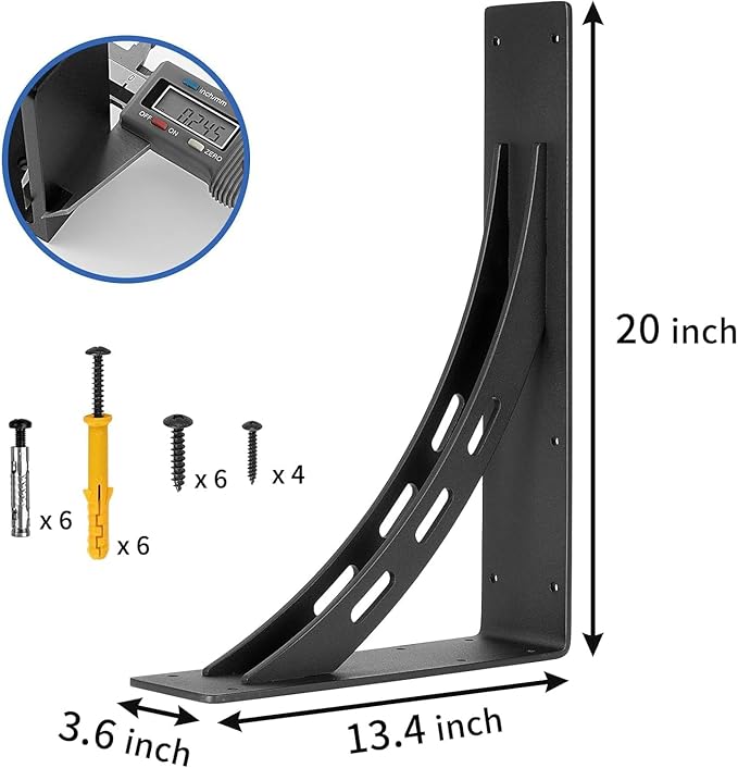 20 inch x 13.5 inch Heavy Duty Shelf Brackets , Metal Mantel Brackets (Set of 2) Fireplace Mantel Brackets - Countertop Support , Max Load 1100 Lbs (20?섃?x 13.5 ?섃?
