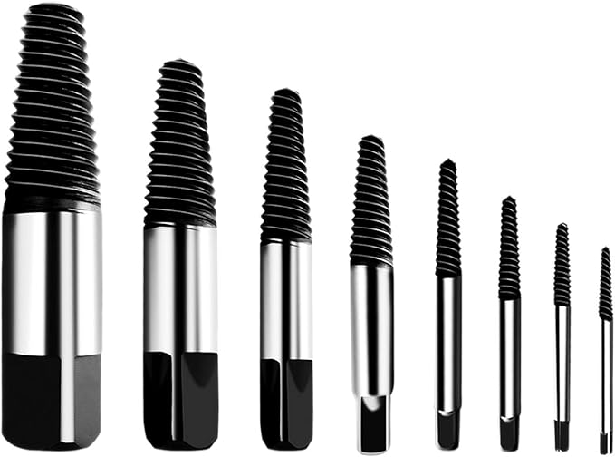 Hakkin 8 Pcs Damaged and Stripped Screw Extractor Set, 1/8?? 3/4??Broken Bolt Extractor and Broken Water Pipe Remover Set, Ideal Left Hand Spiral Removal Tool Kit with Storage Case