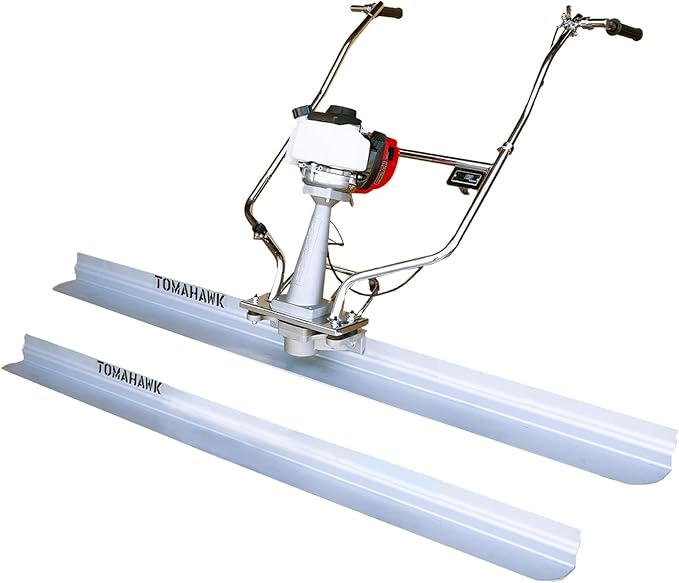 TOMAHAWK 1.6 HP Honda Gas Vibrating Concrete Power Screed Motor with 10ft Aluminum Magnesium Board Straight Edge Bar Set and 360째 Handles with GX35 Honda Engine