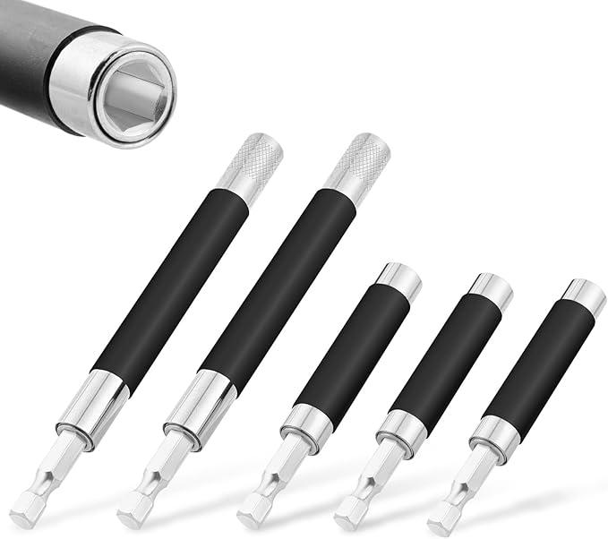 Drill Bit Holder 3.1/4.7?쇺? Drill Bit Extension 5 Pcs, Magnetic Bit Holder 1/4?쇺?Hex, Drill Extension Bit Holder Carbon Steel with Telescopic Sleeve for Screwdriver Bit Nut Socket by XIOGZAXI