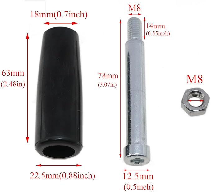 yukata Rotary Handles Lathe Hand Handle Marine Winch Handles Trailer Jack Crank Handwheel milling Machine Accessories M8 Threaded Handle with nut 2pcs (M8*63)