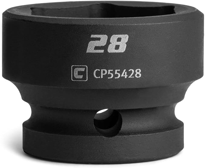 Capri Tools 28 mm Stubby Impact Socket, 1/2 in. Drive, 6-Point, Metric