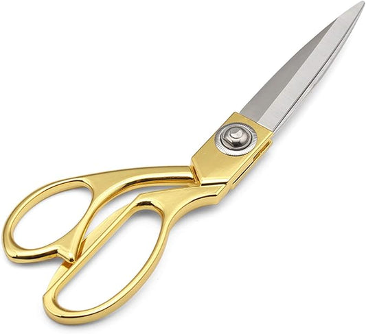 Gold 8" Sharp Tailor Scissors - Fabric, Leather & Clothing Scissors - Stainless Steel Professional Heavy Duty Dressmaking Shears