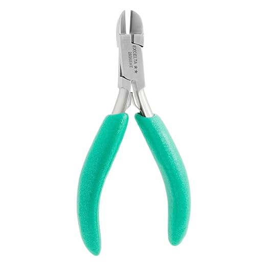 Excelta 2896EHT Large Round Semi-Flush Cutters, SS/Carbide Inserts, Anti-Static Cushioned Grip, 012-.032" Hard Wire, 5.5", Intermediate