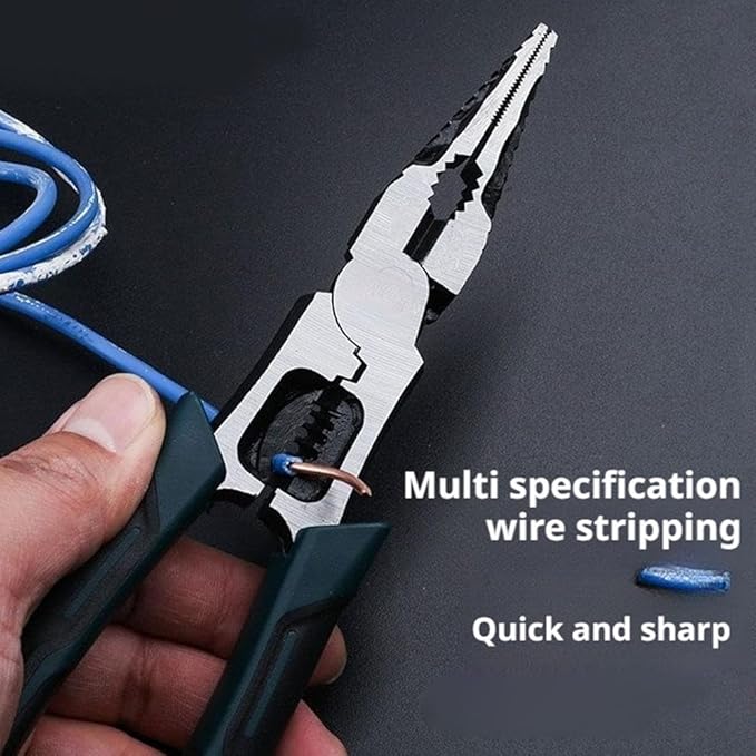 Industrial-Grade Multi-Function Cutting Pliers, 9-in-1 Multi-Functional Pliers Nail Puller/Wire Cutter/Stripper/Crimper?봀ompound Action Leverage Design,Professional Cutting Tool for Home Repair