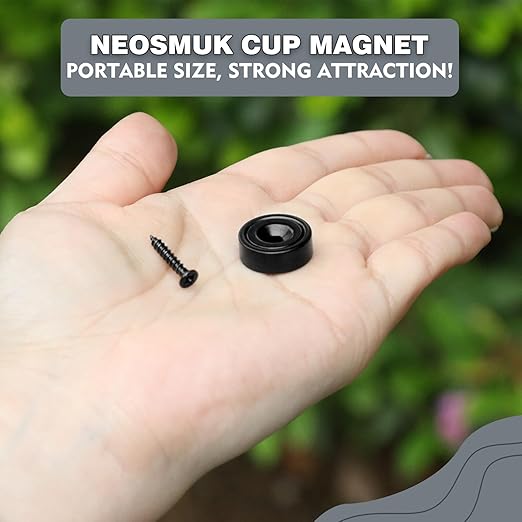 Neosmuk Magnets with Screws,22lbs+ Heavy Duty Rare Earth Neodymium Mounting Magnets with Holes,Countersunk Round Disc Industrial Magnets for Wall Mounting,10 Pack,Black