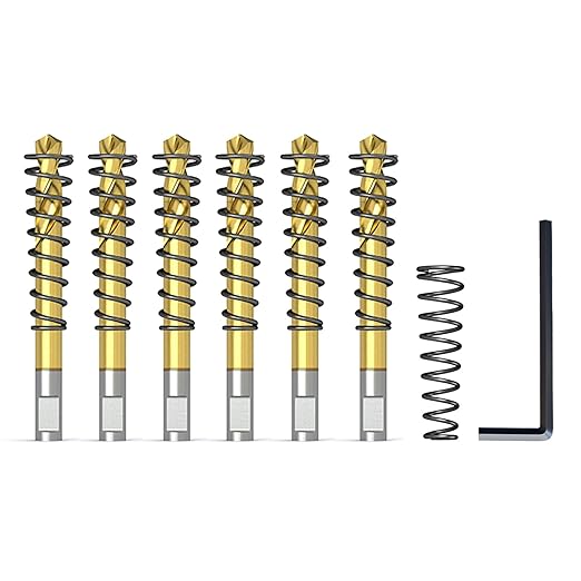 6PCS Pilot Drill Bits Set with Titanium -Plated, 1 Extra Spring and Wrench, Replacement Central Drill Bits for Hole Saw, Ideal for Steel, Metal etc.